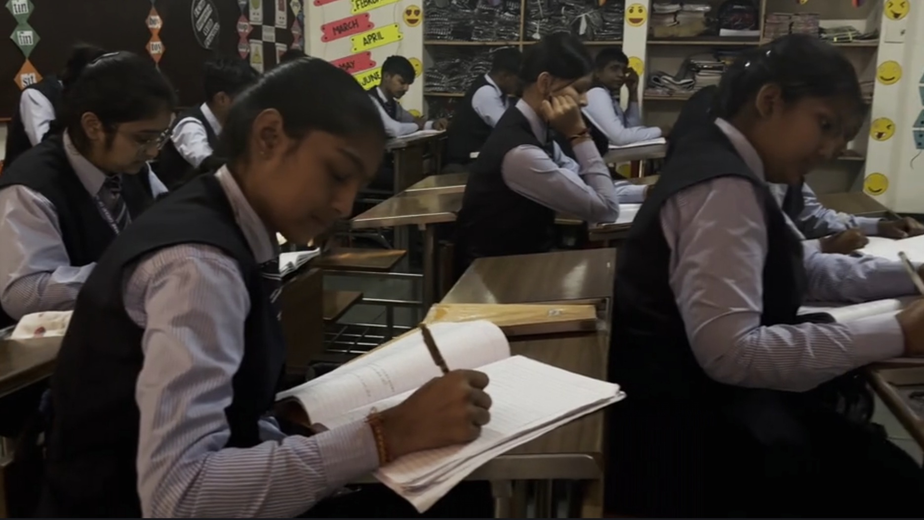 A student reading at night